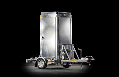 The security tower from TelescopicMast can be transported on a special trailer.